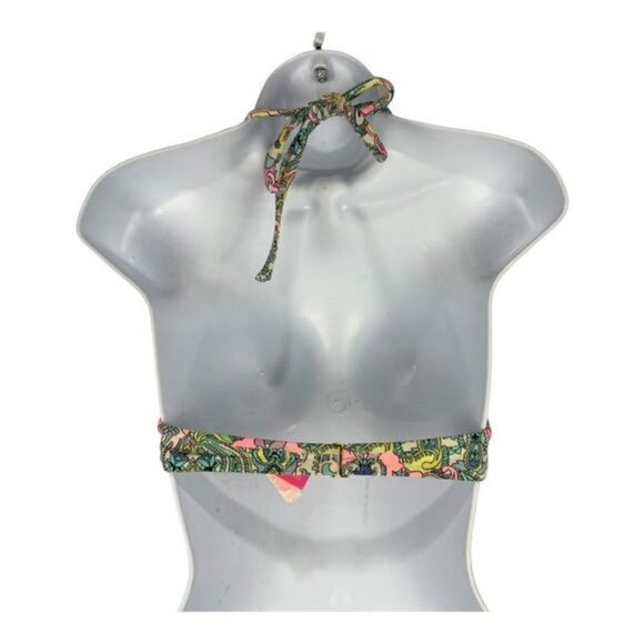 Victorias Secret 32C Multicolor Paisley Halter Bikini Top Nylon Blend - Picture 3 of 6
